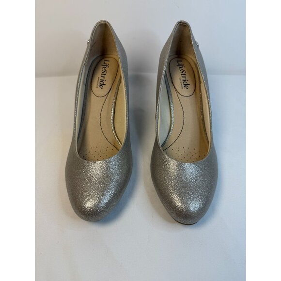 LifeStride Pumps Women Size 7.5M Gold Metallic Soft Cushion Heel Dressy Shoes - Picture 2 of 12